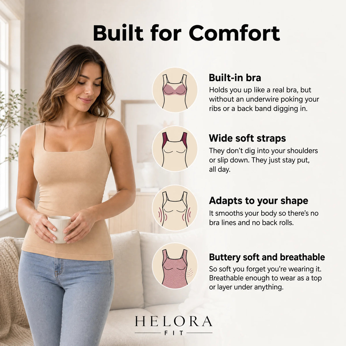 Built-In Bra Shaper Tank Helora Fit